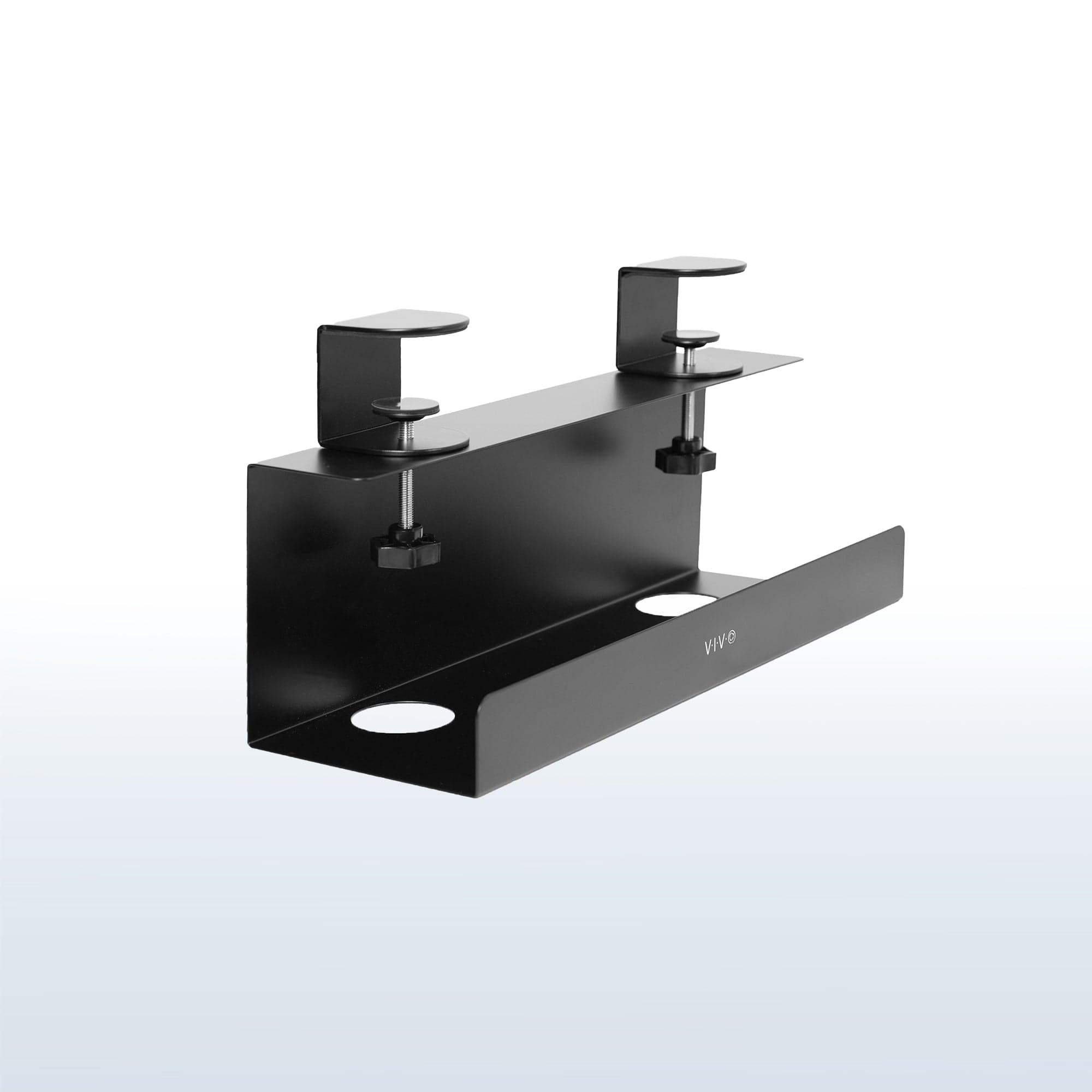 VIVO Clamp-on Cable Management Tray attached under a desk.