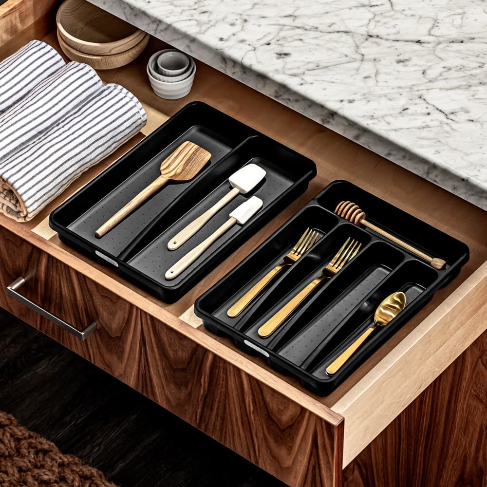 The madesmart Classic Mini Silverware Tray with five low-profile compartments.