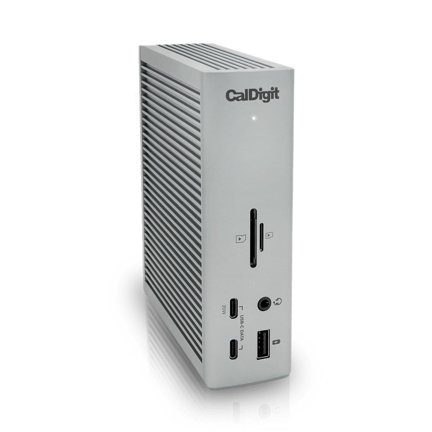 CalDigit TS4 Thunderbolt dock in a vertical product photo.