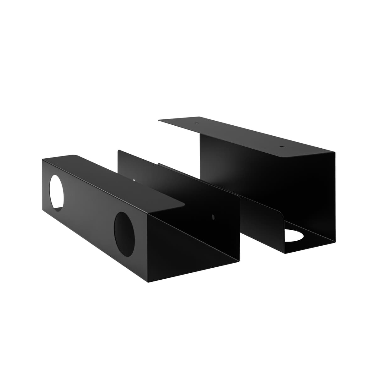 Two Progressive Desk cable trays mounted under a desk.