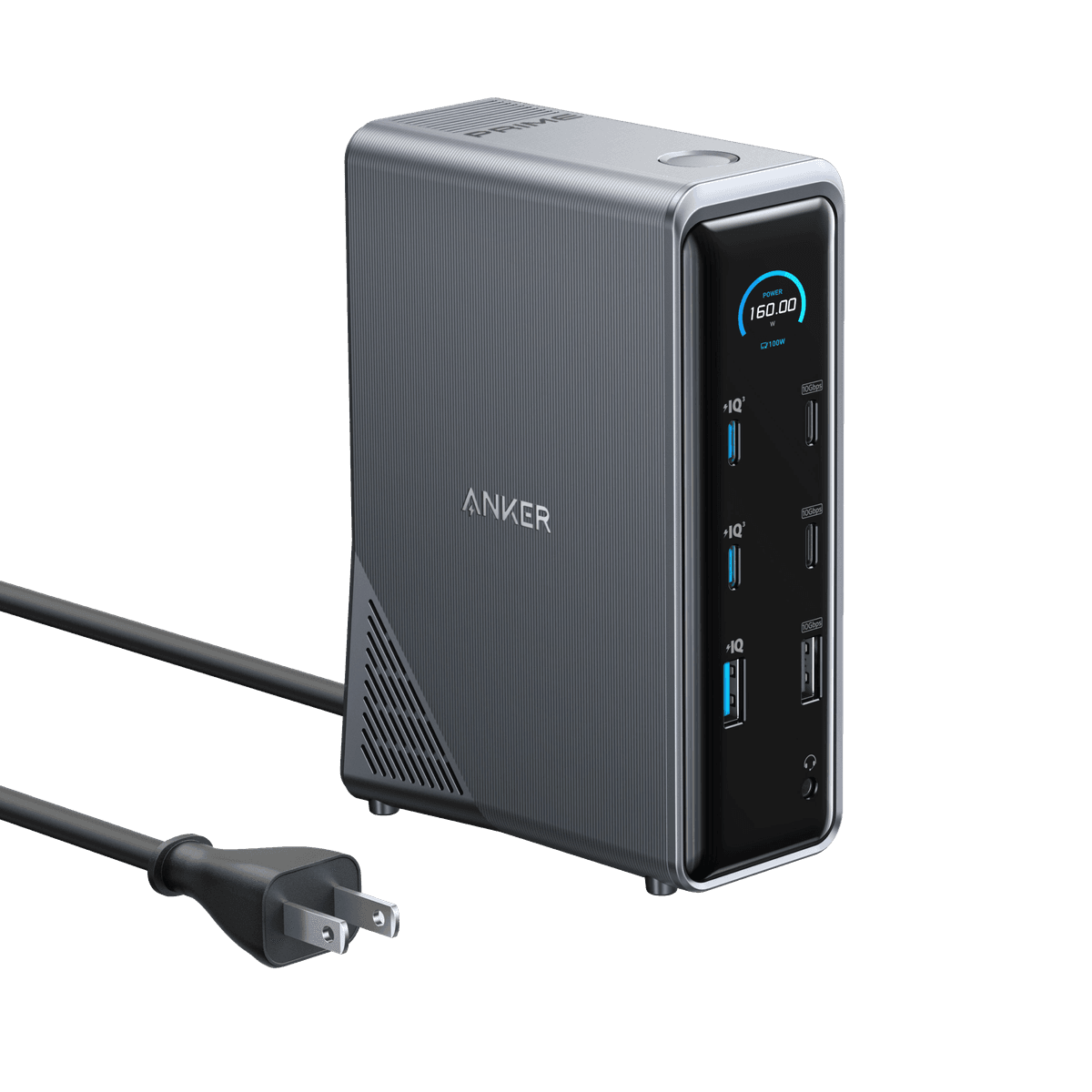 Anker Prime Charging Docking Station standing upright in an official product image.